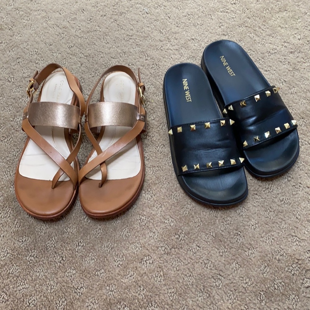 2 pair size 7 sandals.  1 Cole Haan & 1  Nine West